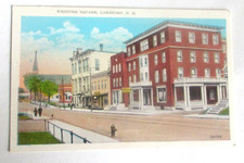 Vintage 1920s prelinen postcard of WEBSTER SQUARE, LAKEPORT, N H