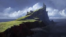 Landscape andreas rocha art castle clouds sea shore Custom Gaming Mat Desk