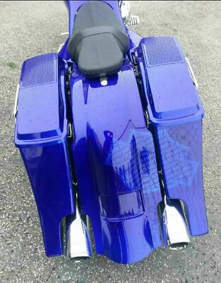 09-13 Dual Exhaust 6'' Slope Saddlebags Lids Rear Overlay Fender Harley Flh