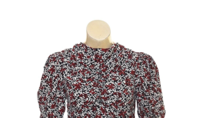 Pia Tjelta Floral Printed Top S 6 Women's Casual Puff Sleeve