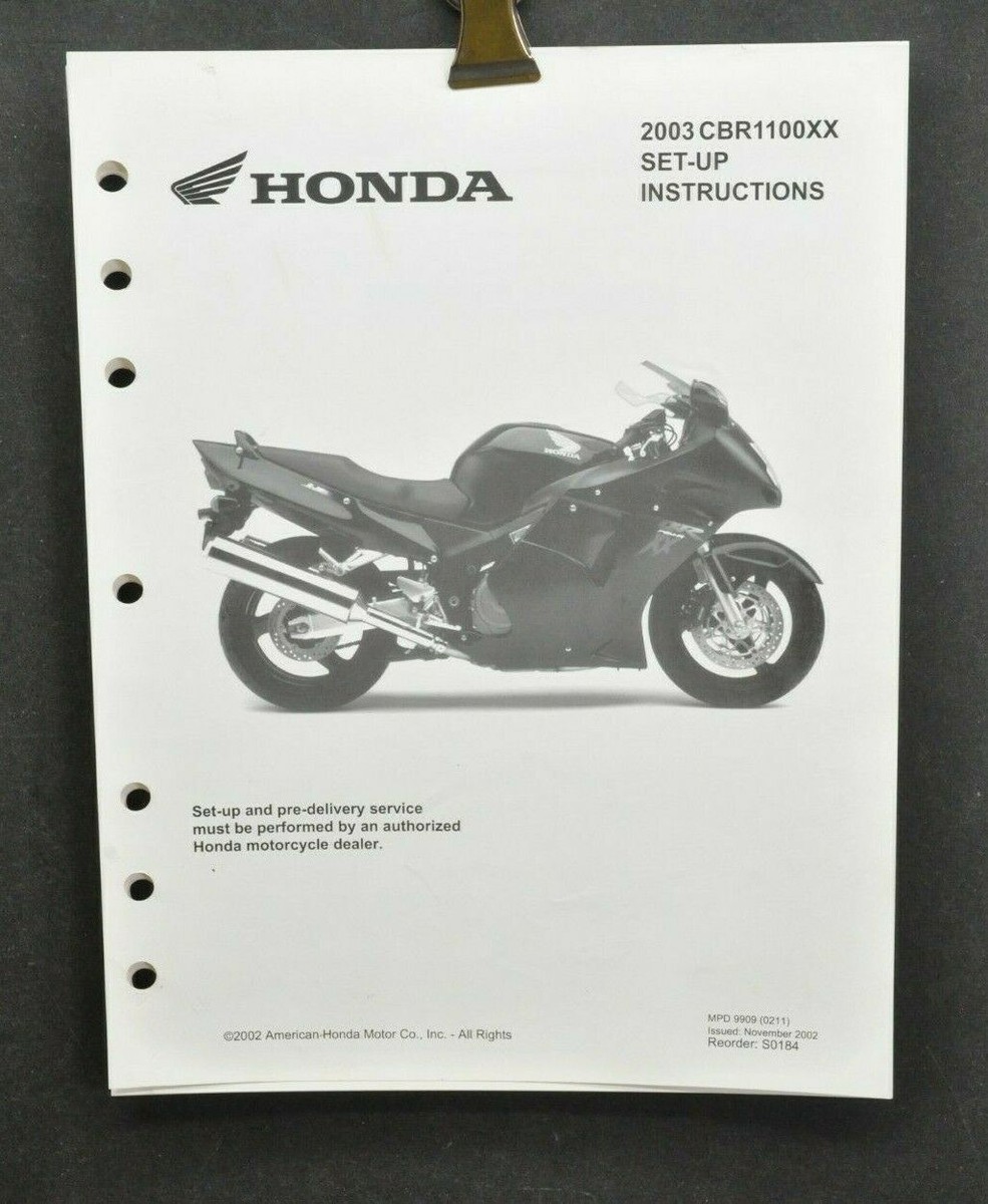 Honda CBR1100 XX Set Up Manual 2003 Assembly Pre Delivery Service
