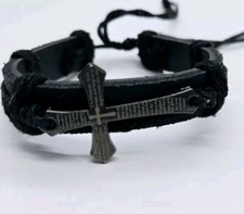 Lords Prayer Inspirational Bracelet Leather and Metal with cord Adjustable