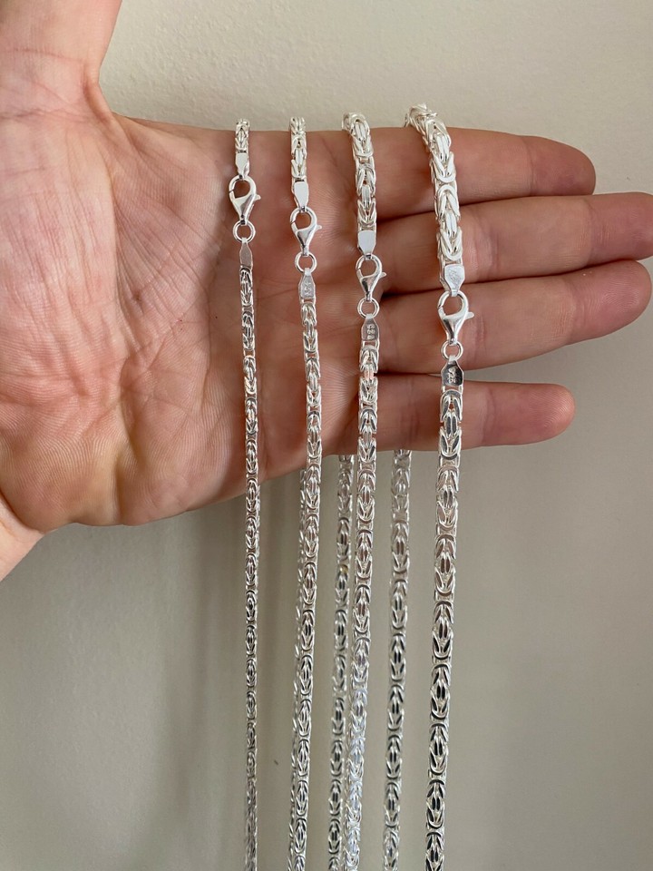 Real Solid 925 Sterling Silver Byzantine Rope Chain Mens Necklace 2.5 ...