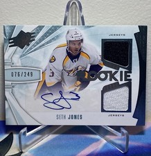 2013-14 Upper Deck SPX SETH JONES #207 DUAL JERSEY ROOKIE AUTO SP 076/249