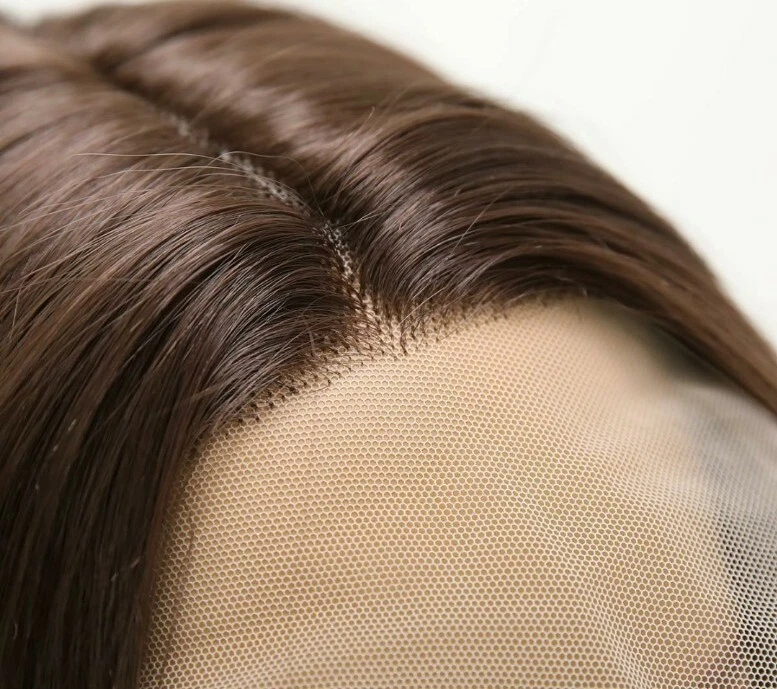 Peluca frontal de encaje HD marrón oscuro balayage capas largas mezcla de cabello humano ondas ombre Foto 4 de 4