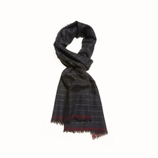 Piacenza Airwool Stripe Scarf, 100 Wool, Woven in Italy - Charcoal