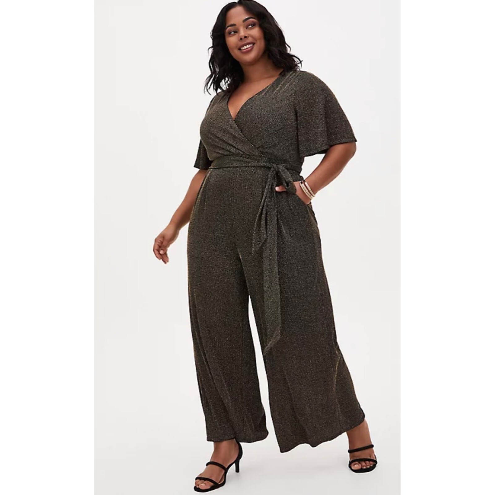 Torrid Shimmer Surplice Neck Wide Leg Jumpsuit Size 1 (14-16) NWT | eBay