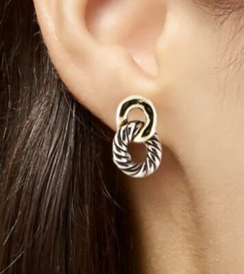 DAVID YURMAN BELMONT CURB LINK DROP EARRINGS W/18K