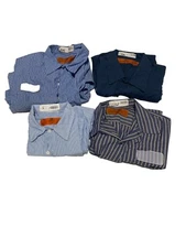 Striped Red Kap Industrial Work Shirt Used Uniform Stripe Stripes Blue Red Brown