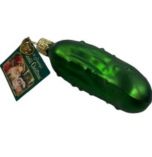 Old World Blown Glass Green Pickle Christmas Ornament