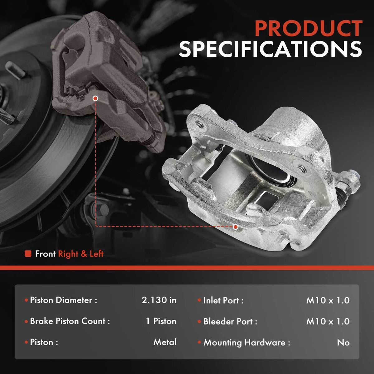 Front Left & Right Brake Calipers With Brackets For Hyundai Elantra 2002-2005 – W/ Steel Piston