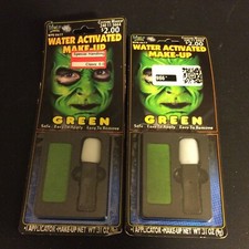 Lot of 2 Water Activated Makeup Green Halloween Costume Make-up with Applicator