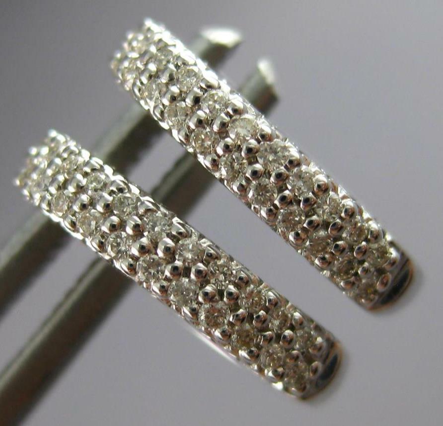 FILA ESTATE .15CT DIAMOND 14KT WHITE G 2 ROW SQUARE ROUND HUGGIE HANGING EARRINGS