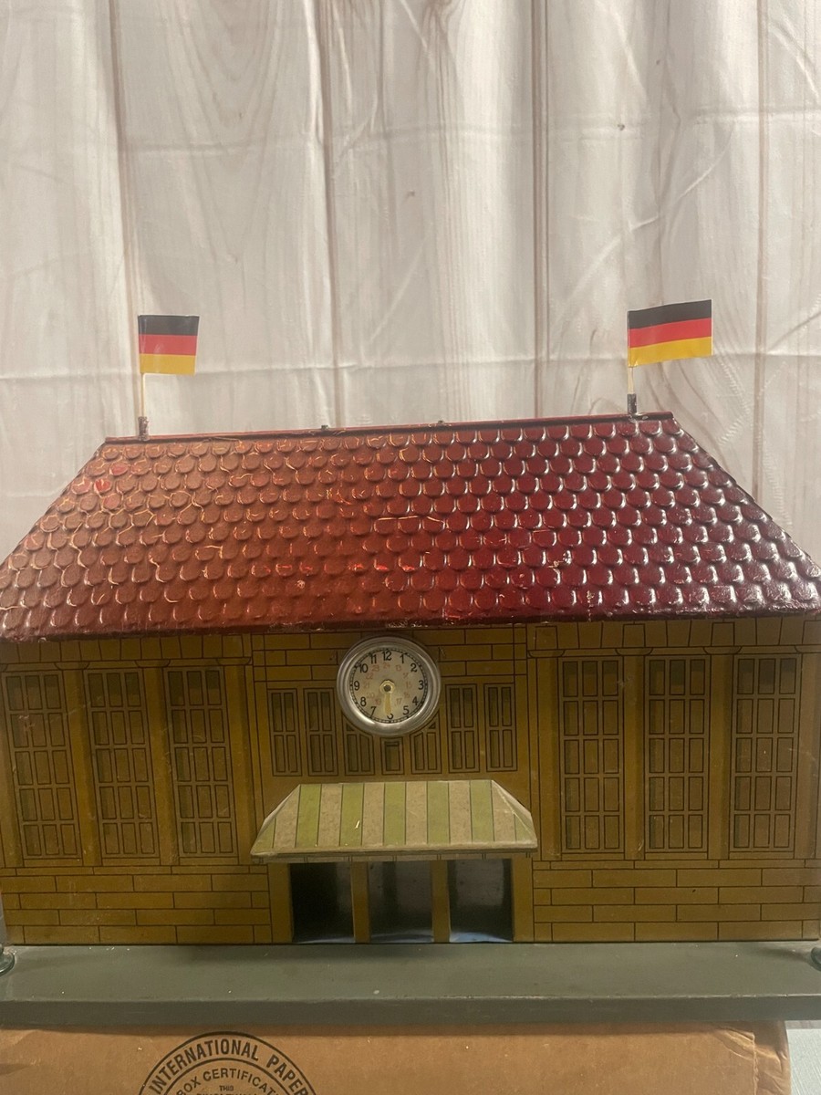 1920'S ERNST PLANK PREWAR GERMANY TIN LITHO TRAIN STATION O GAUGE VF !!
