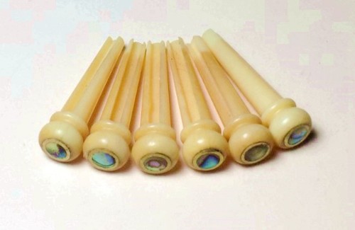 Aged Camel Bone Bridge Pin & 4mm Abalone Inlay Shape Tone for Acoustic Guitar - Picture 2 of 2