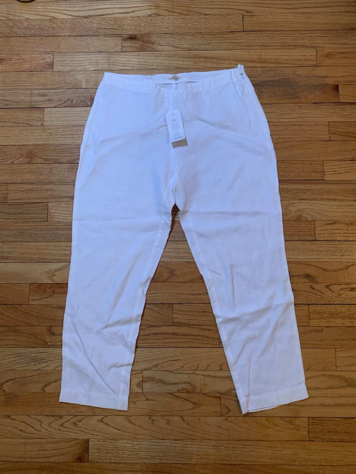 NWT EILEEN FISHER SYSTEM White Washable Stretch Crepe Slim Ankle Pants M