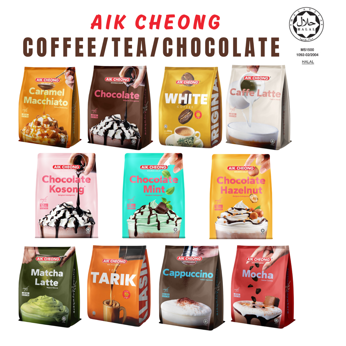 AIK CHEONG Cafe Art Instant Coffee/Tea/Chocolate - Assorted