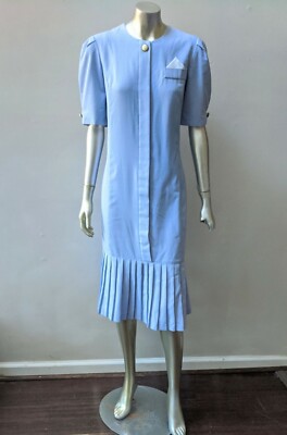VINTAGE MOD DROP WAIST SCOOTER PLEATED WEAR TO WORK SECRETARY SHIFT DRESS  sz 12 | eBay