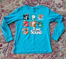 Space Jam Shirt YOUTH Boys 10/12 Blue Tune Squad Bugs Bunny Taz