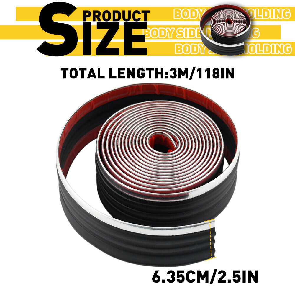 Car Trim Strip Self-Adhesive Automotive Side Body Moulding Decor Trim 2.5x118 in