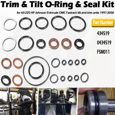EV-AUTO Rebuild Kit for Johnson Evinrude OMC Trim & Tilt O-Ring & Seal Kit 434519 043451
