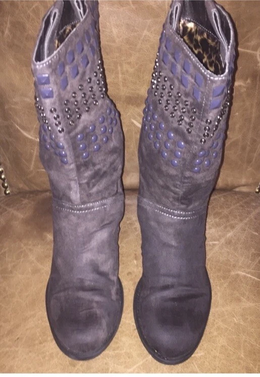 Botas Púrpura Botines Tachonados Talla 6 Rock Punk Metal Moda Y2K Kathy Van Zeeland Foto 3 de 4