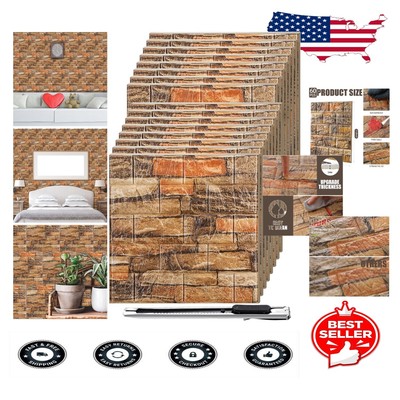 Transform Your Space: 60 Pcs Retro 3D Brick Peel & Stick Wall Panels (28.8 sqft)