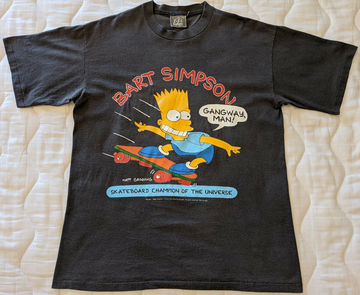 Vintage 1990 Bart Simpson Skateboard Champion of the Vintage 1990 Bart Simpson Skateboard Champion of the