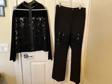 Tibaldi Black Sequin Pant Suit - Size 10