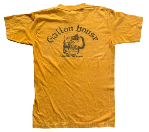 80s Vintage Gallon House Beer Garden Coburg Oregon Single Stitch Shirt M Yellow