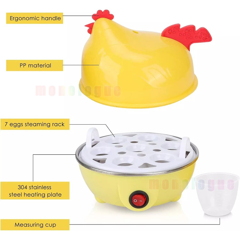 Dash Rapid Electric Egg Cooker Automatic Steam Boiler Kitchen Appliance in Rooster Design Dash Rapid Electric Egg Cooker Automatic Steam Boiler Kitchen Appliance in Rooster Design