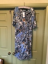 M&S Collection Classic blue multi dress size 24 BNWT