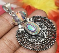 Rainbow Calsilica Gemstone Pendant 925 Sterling Silver Plated U310-A238