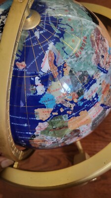  Unique Art 33cm  Blue Lapis Ocean Table Top GEMSTONE World Globe   