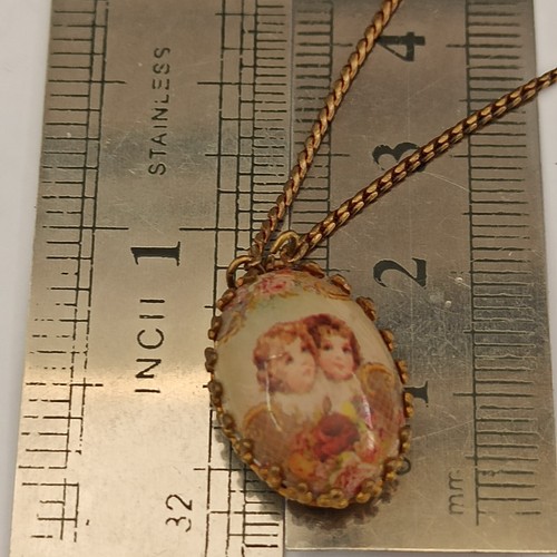 Michal Negrin Necklace Angel Victorian Cabochon Romantic Retro Shabby Chic Gift - Picture 18 of 18