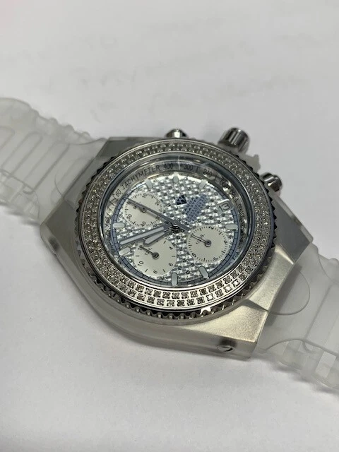 1.0CTW REAL DIAMOND CLEAR JELLY AQUA MASTER WATCH W#13 NEW & BOXED - Image 4 of 4