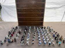 Vintage Mixed Lot of 99 penguins Sewing Thimbles With Wood Case