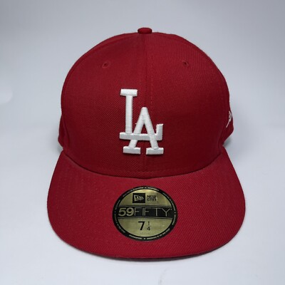 New Era 59fifty 7 1/4 LA Dodgers Red Baseball Cap Hat Authentic | eBay