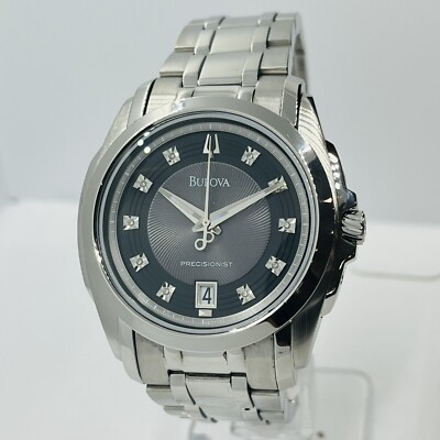 Bulova Men's Precisionist Longwood Diamond Steel Gray Dial