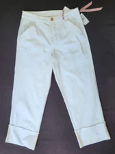JAG Women's Cropped High Rise Wide Leg Denim Jeans White New Sz 8
