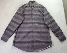 Woolrich Shacket Men Large Gray Striped Long Sleeve Pocket Collared Button Front