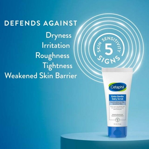 Cetaphil Extra Gentle Daily Scrub,Exfoliating Face Wash For Sensitive, 6 oz, 1pk - 第 3/3 張圖片