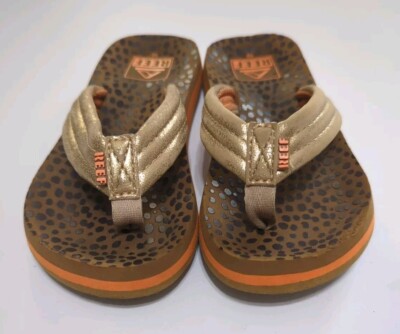 Girls Reef FlipFlops- Size 10 Gold