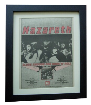 NAZARETH+CLOSE ROCK N ROLL+TOUR+POSTER+AD+RARE ORIG 1976+FRAMED+FAST WORLD SHIP!