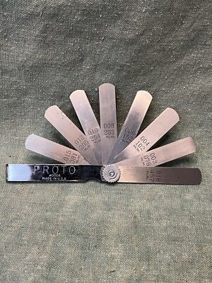 Vintage PROTO #000A Spark Plug Gap Feelers Gauge 7 Blade inches & mm Made in USA