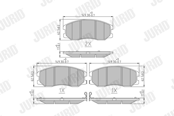 Kit plaquettes de frein JURID 572570J haute précision pour CHEVROLET CAPTIVA Van