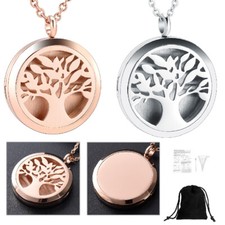 Stainless Steel Tree of Life Skeleton Perfume Aromatherapy Diffuser Urn Necklace