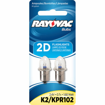 Rayovac K2-2 / KPR102 Krypton Bulb for 2AA, 2C & 2D Flashlights (2