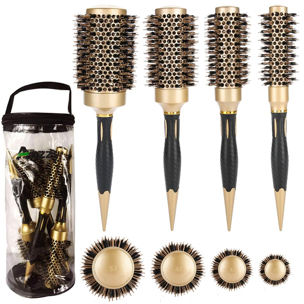 Professional Round Boar Bristle Hair Brush for Blow Drying & Styling-image