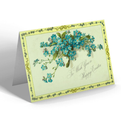 OSTERKARTE - Vintage Design - Blau Forget-Me-Nots